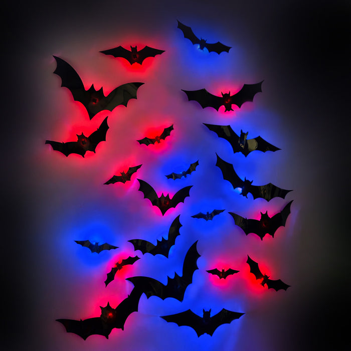 Halloween LED Bat Wall Stickers ? Flashing Glow Bats for Spooky Party Decor